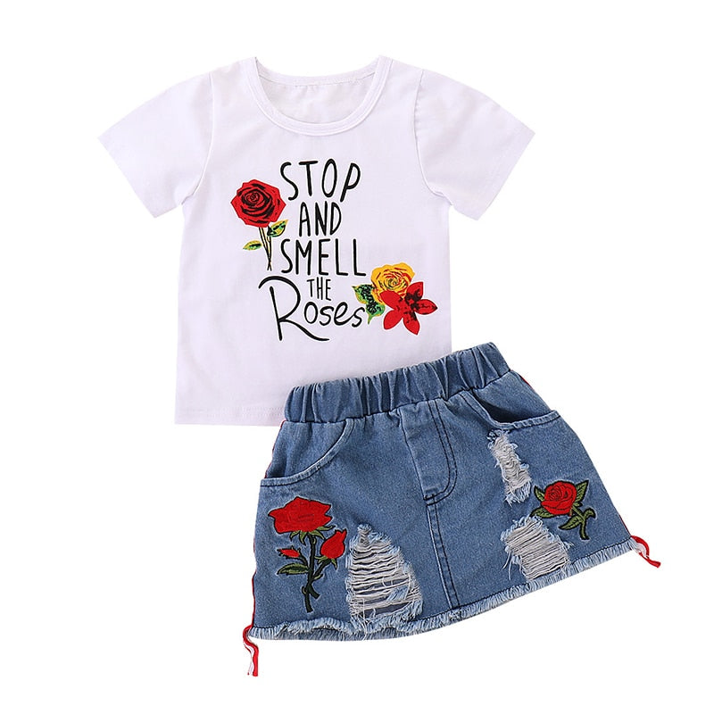 Conjunto infantil saia jeans - Cia Brax 