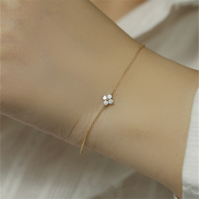 Pulseira Flower de Prata 925 e Banhado em Ouro 14K - Cia Brax 