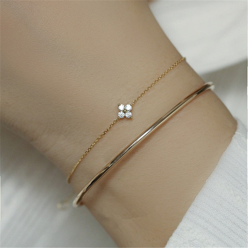 Pulseira Flower de Prata 925 e Banhado em Ouro 14K - Cia Brax 